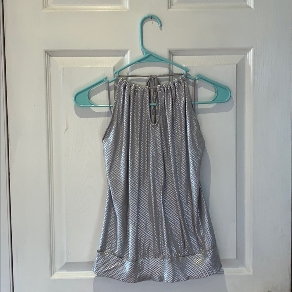 Shimmery silver back less top